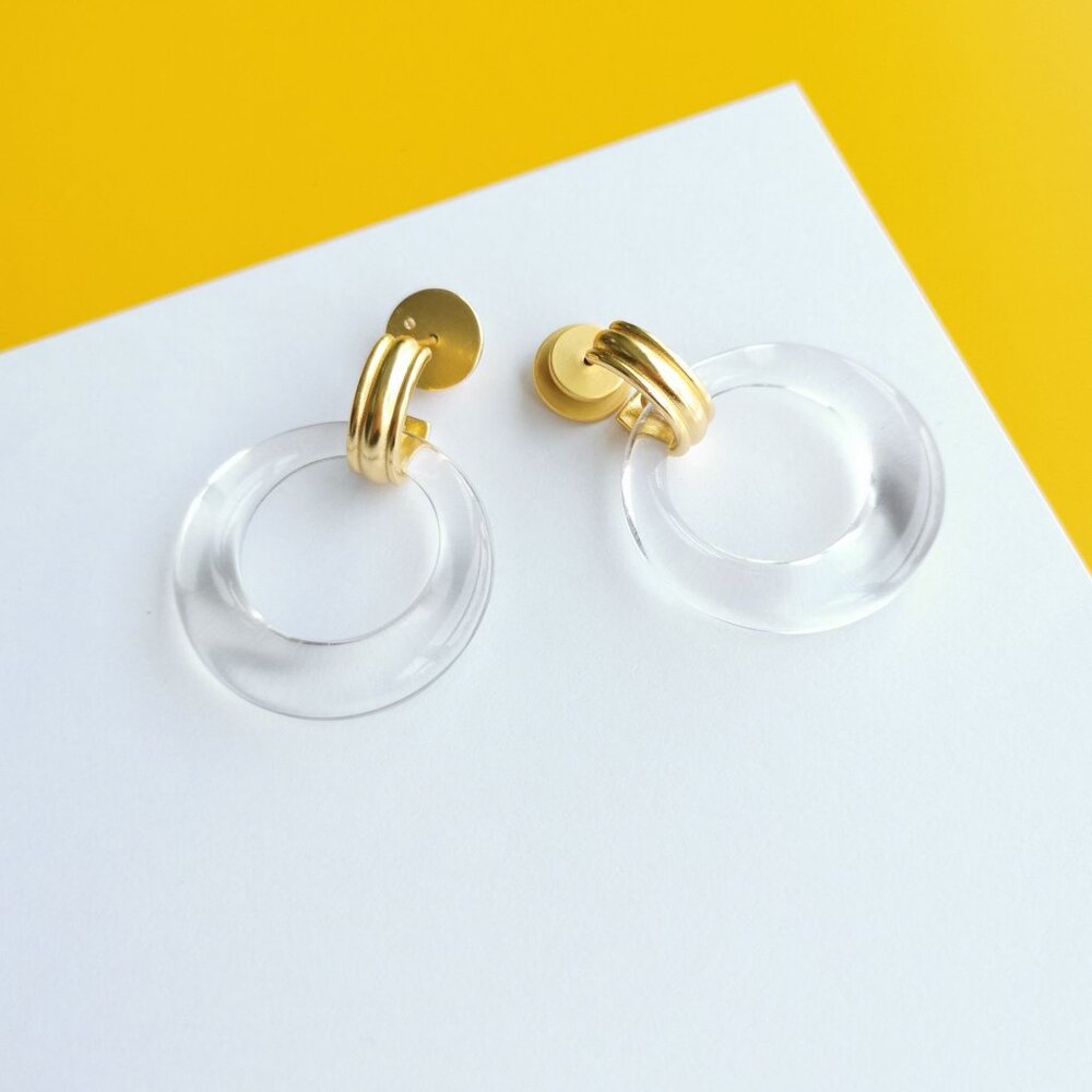 Madison Gold Clear Doorknocker Earrings by Julie Vos